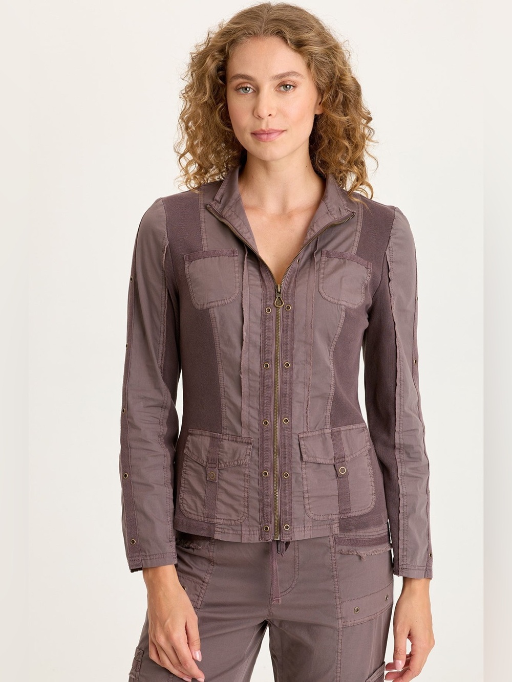 XCVI Murphy Poplin Fitted Zip up Jacket